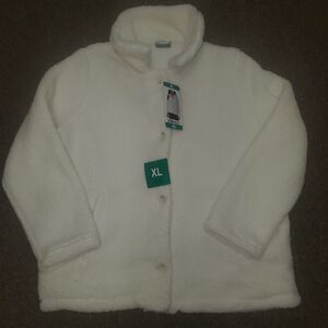 32 Degrees Heat Luxe Fur Plush Cream  Super Soft Button Womans XL Pockets NEW